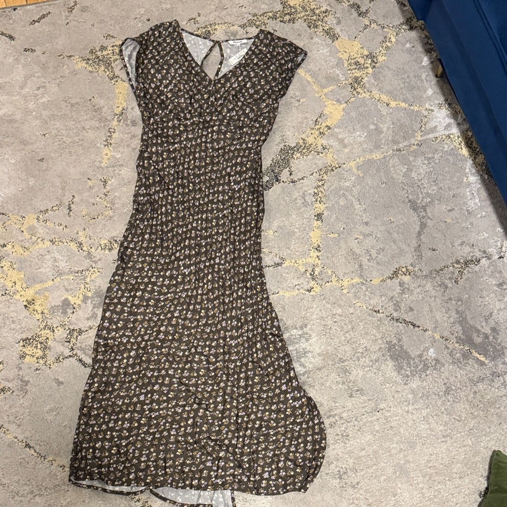 Madewell- Floral Green Dress